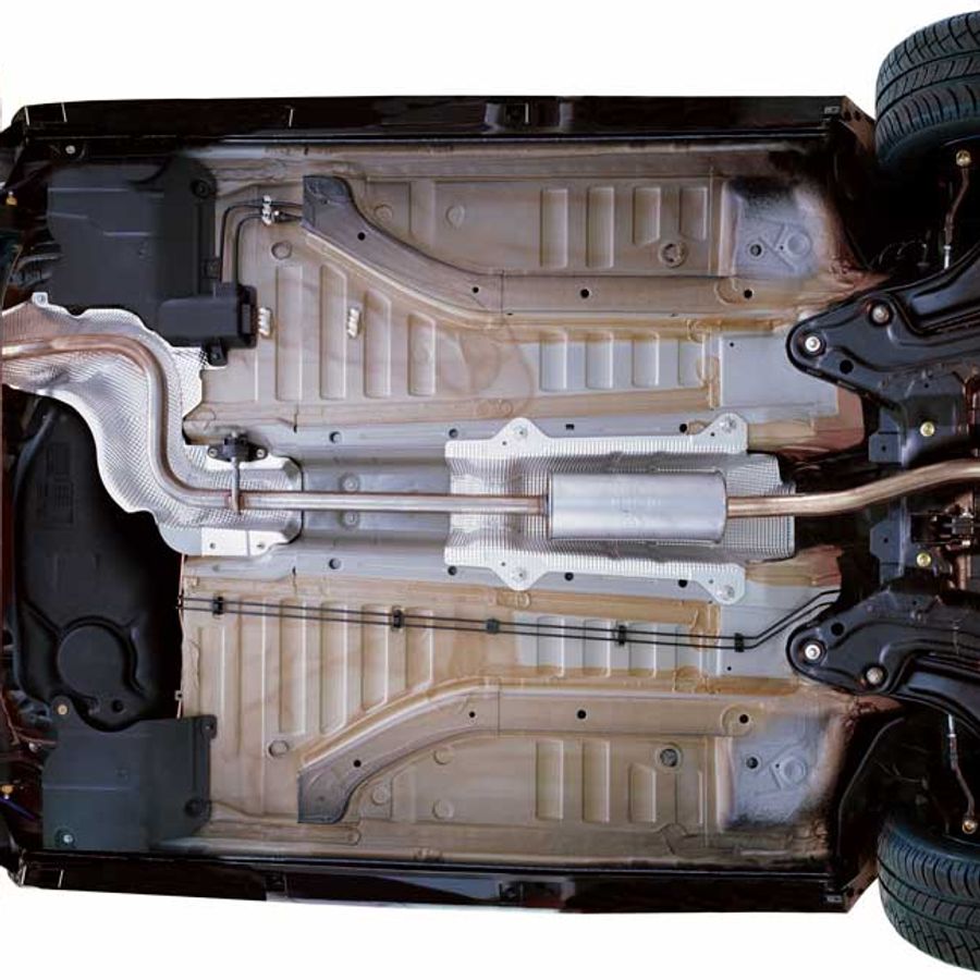 onderkant hangende auto