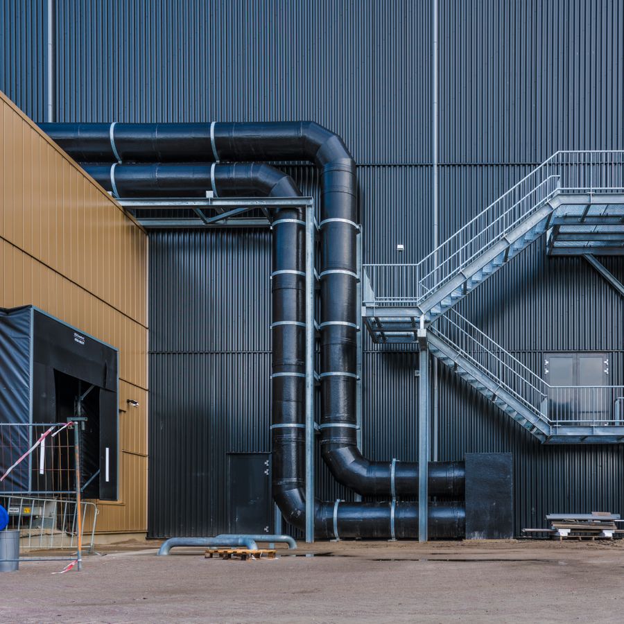 Industriële zijkant gebouw