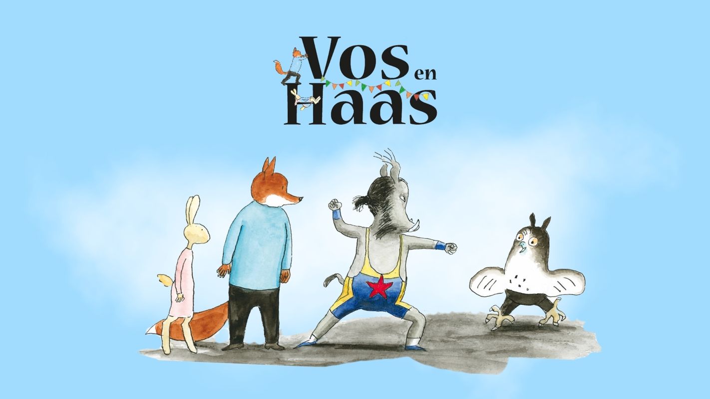 Vos en Haas. Met een konijn, Vos en Uil allemaal getekend