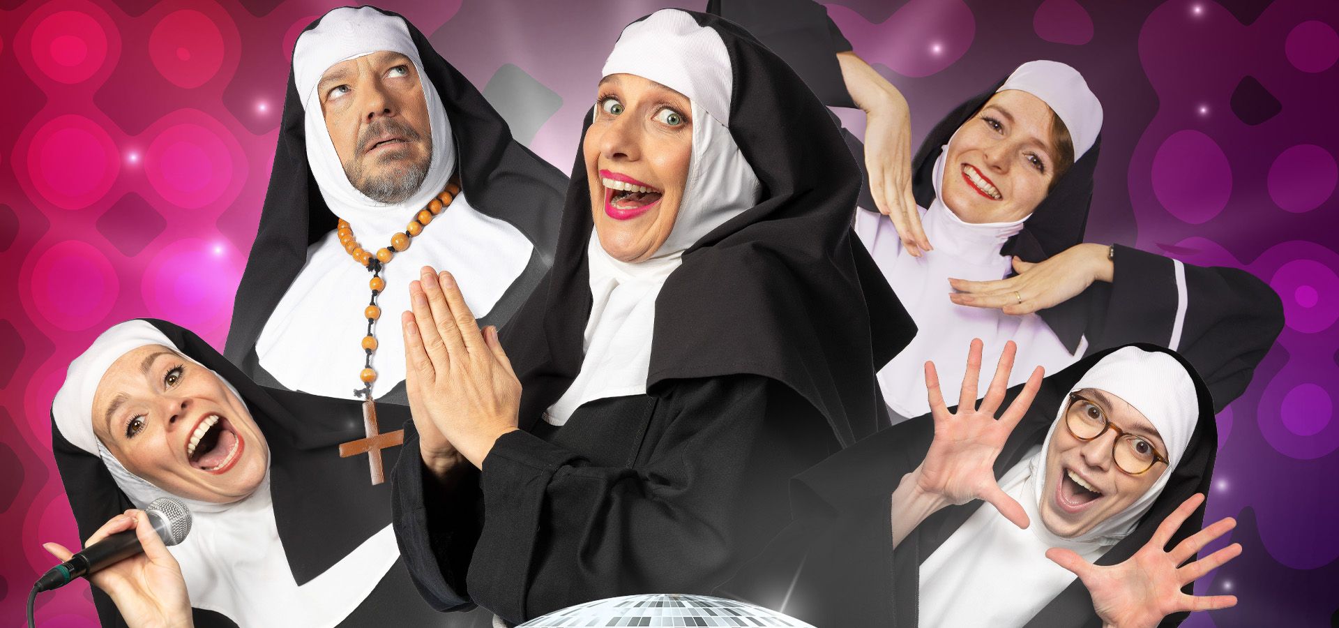 Nonnen bij een discobal