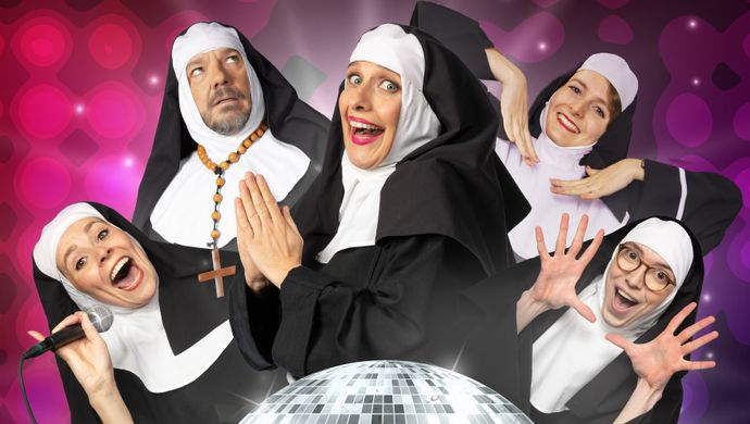 Nonnen bij een discobal