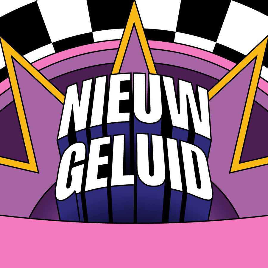 roze paars logo met tekst Nieuw Geluid