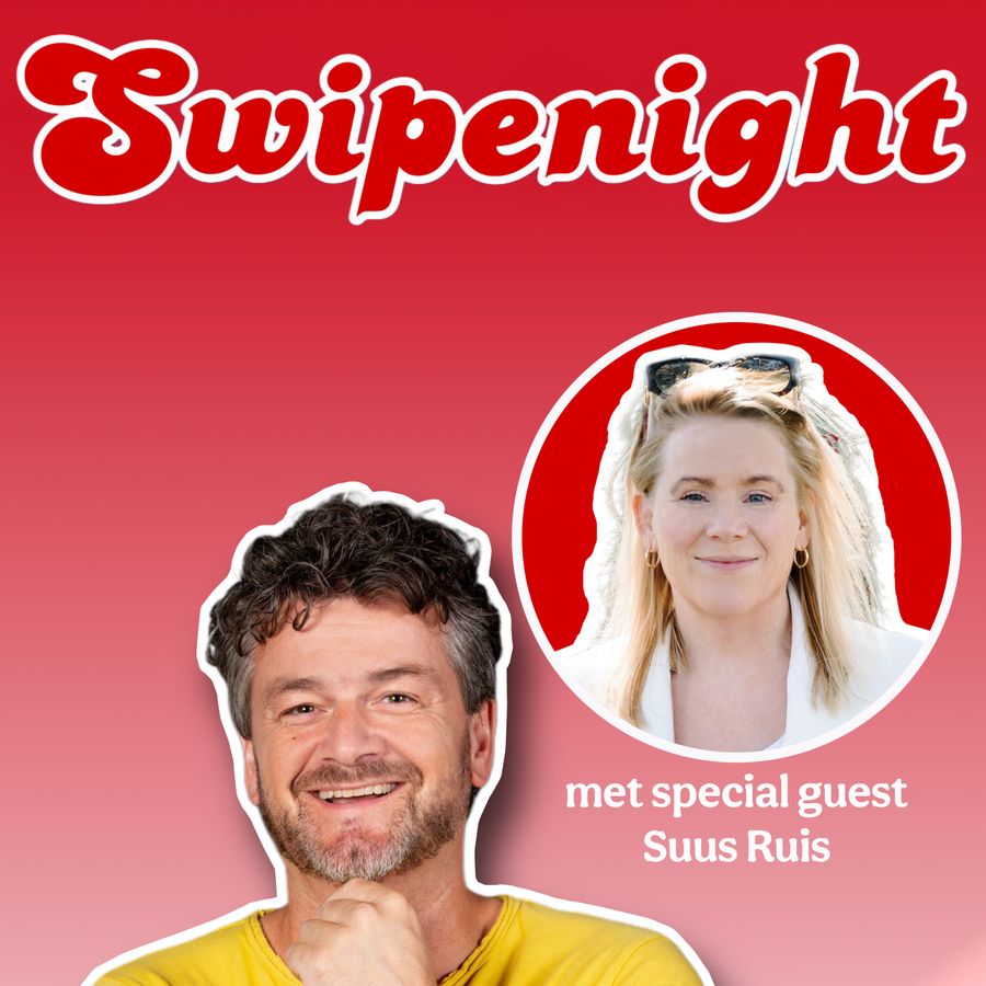 Kasper van Kooten met Suus Ruis voor roze achtergrond