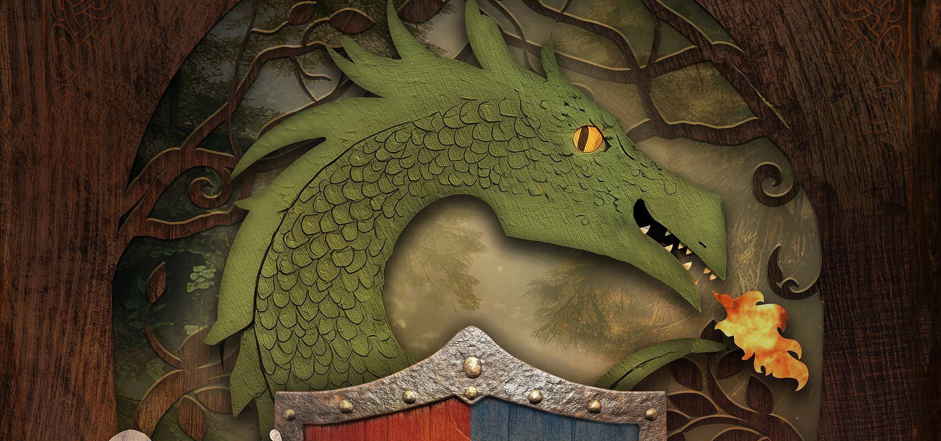 Een logo van Joris en de Draak attractie in de Efteling