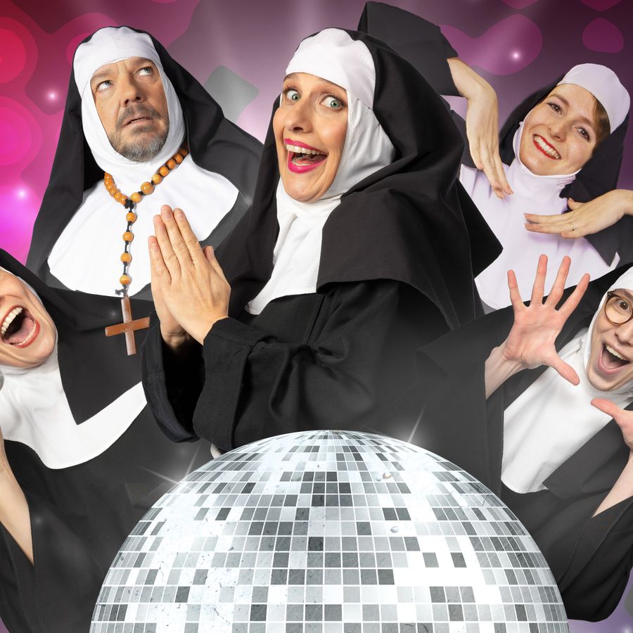 Nonnen bij een discobal